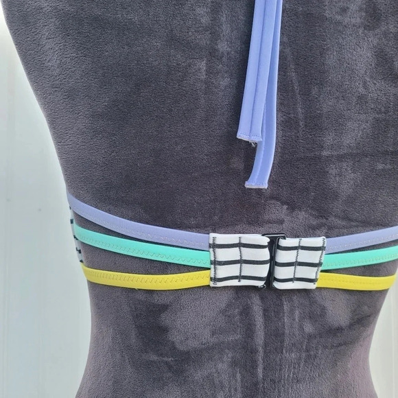 Victoria's Secret 32DDD Swim BIKINI Bandeau Black White Colorblock Striped 84Z - Picture 4 of 11